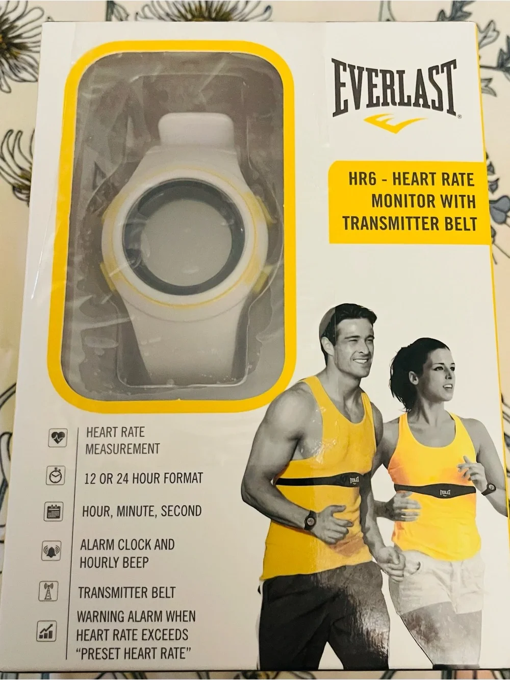 Everlast Black and Yellow Digital Heart Rate Monitor Watch with Transmitter Belt